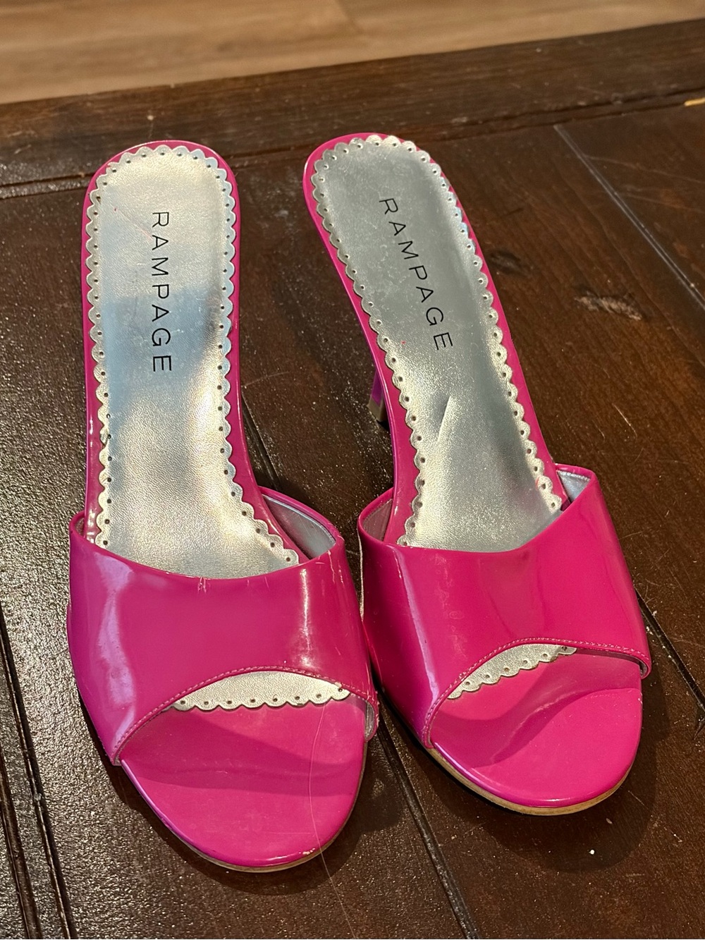Rampage Porsche Hot Pink Patent Mule Heels Size 11 4” Barbie